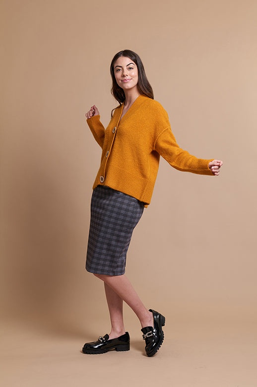 Esplanade Skirt Pencil Ponti - Navy Plaid
