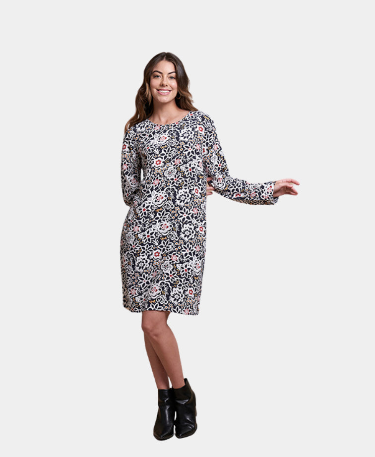 Foil Dress Tunic Hidden Pockets - Stencil