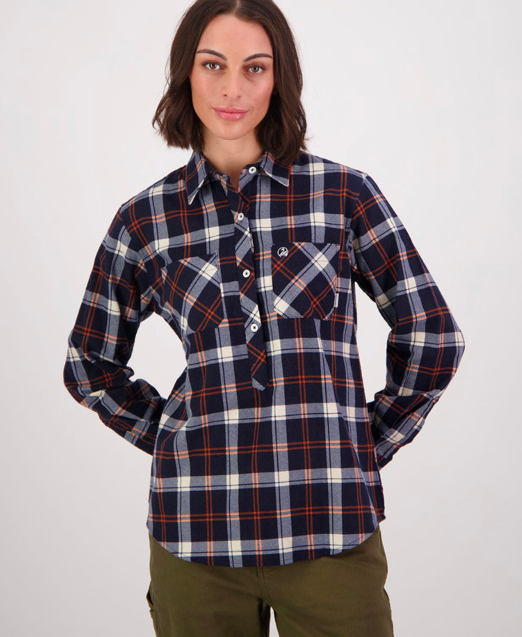 Swanndri Womens Egmont Shirt - Navy/Rust
