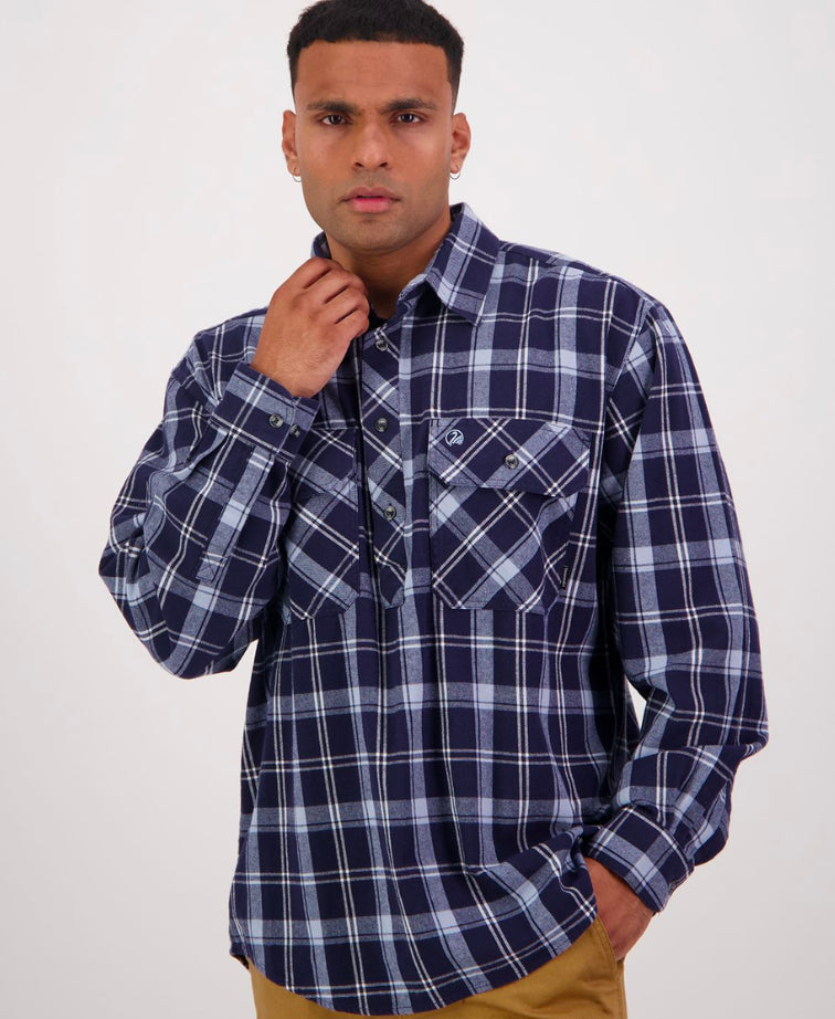 Swanndri Barn Yarn Dye Shirt - Cerulean Blue