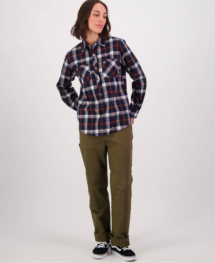 Swanndri Womens Egmont Shirt - Navy/Rust