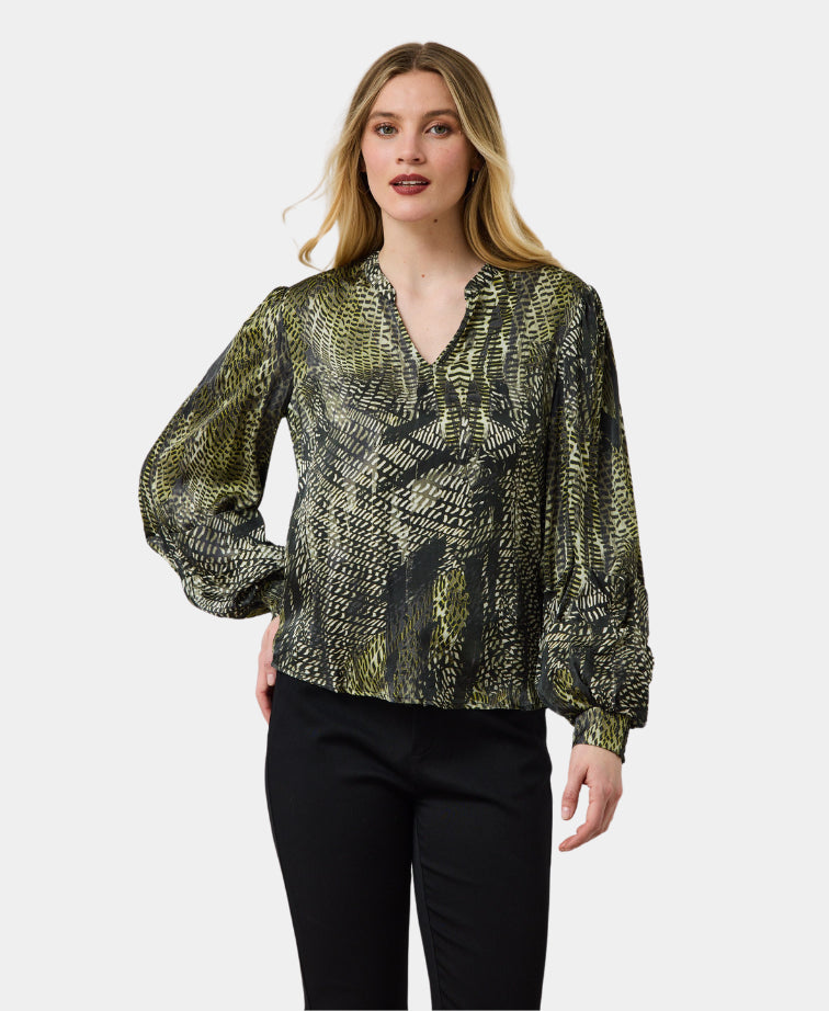 Newport Blouse Freya Viscose Satin - Freya Print