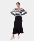 Vassalli Skirt Fluted Mid Length - Black