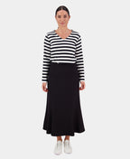 Vassalli Skirt Fluted Mid Length - Black