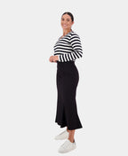 Vassalli Skirt Fluted Mid Length - Black