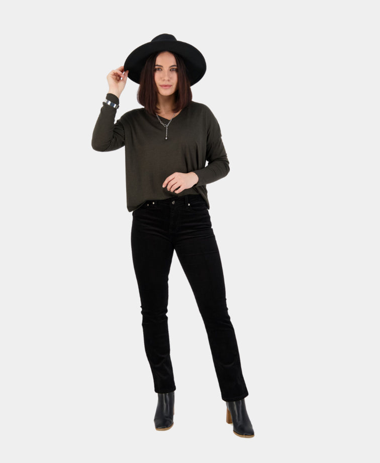 Vassalli Pants Arch Cord Straight Leg Full Length - Black