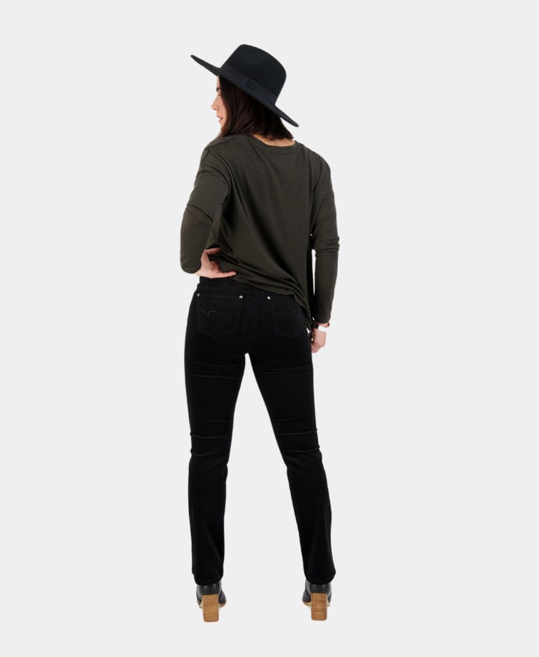 Vassalli Pants Arch Cord Straight Leg Full Length - Black