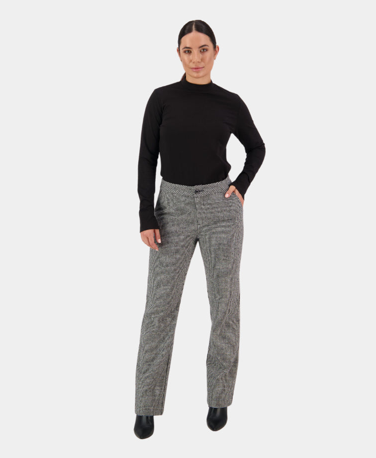 Vassalli Pant Full Length Dress Slim Leg - Houndstooth