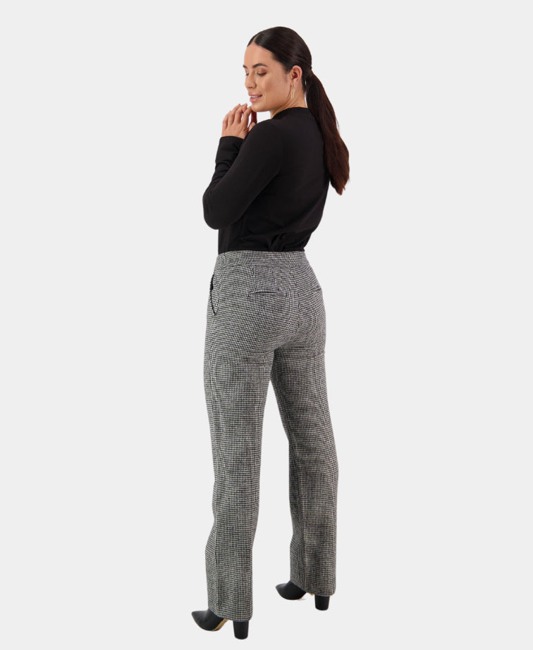 Vassalli Pant Full Length Dress Slim Leg - Houndstooth