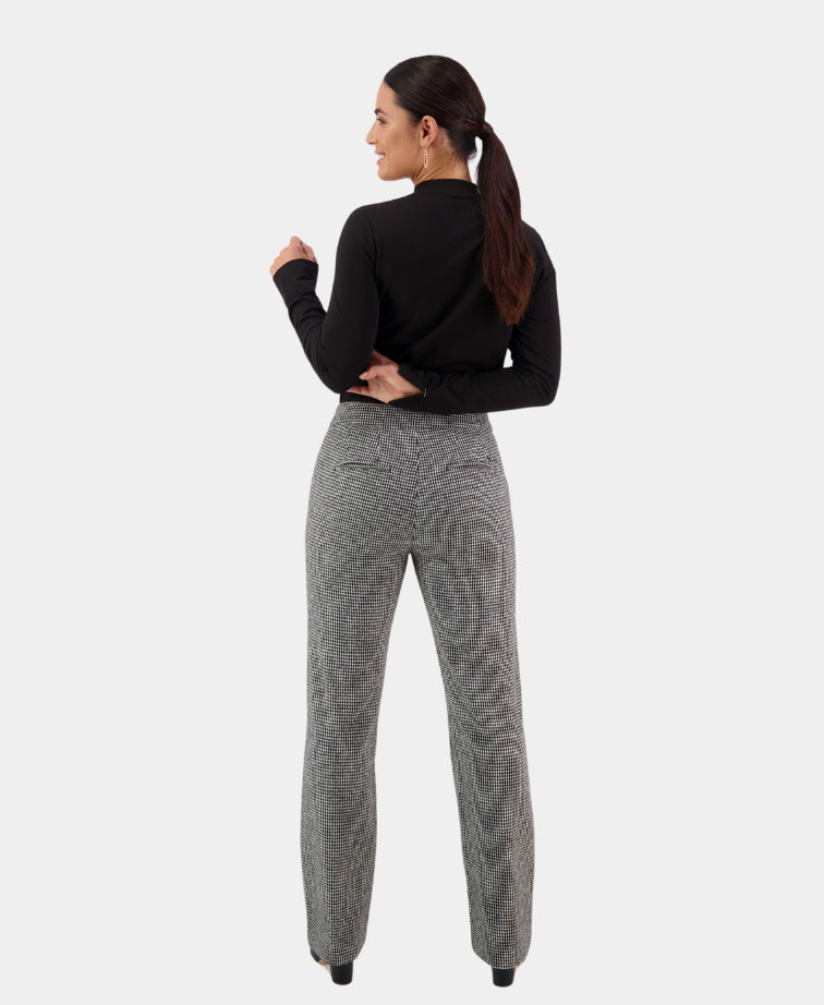 Vassalli Pant Full Length Dress Slim Leg - Houndstooth