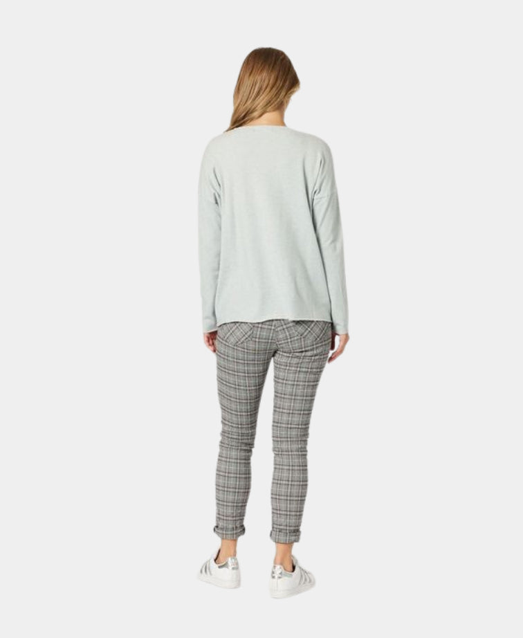 Threadz Pant Crystal Check Jogger - Silver