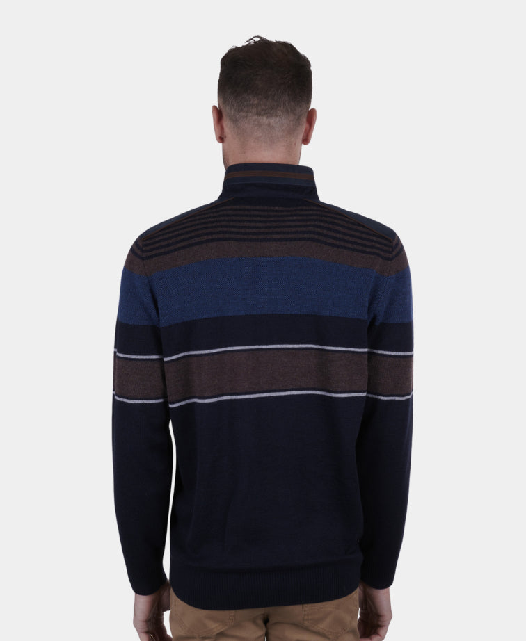 Thomas Cook Michael 1/4 Zip Jumper - Navy/Tan