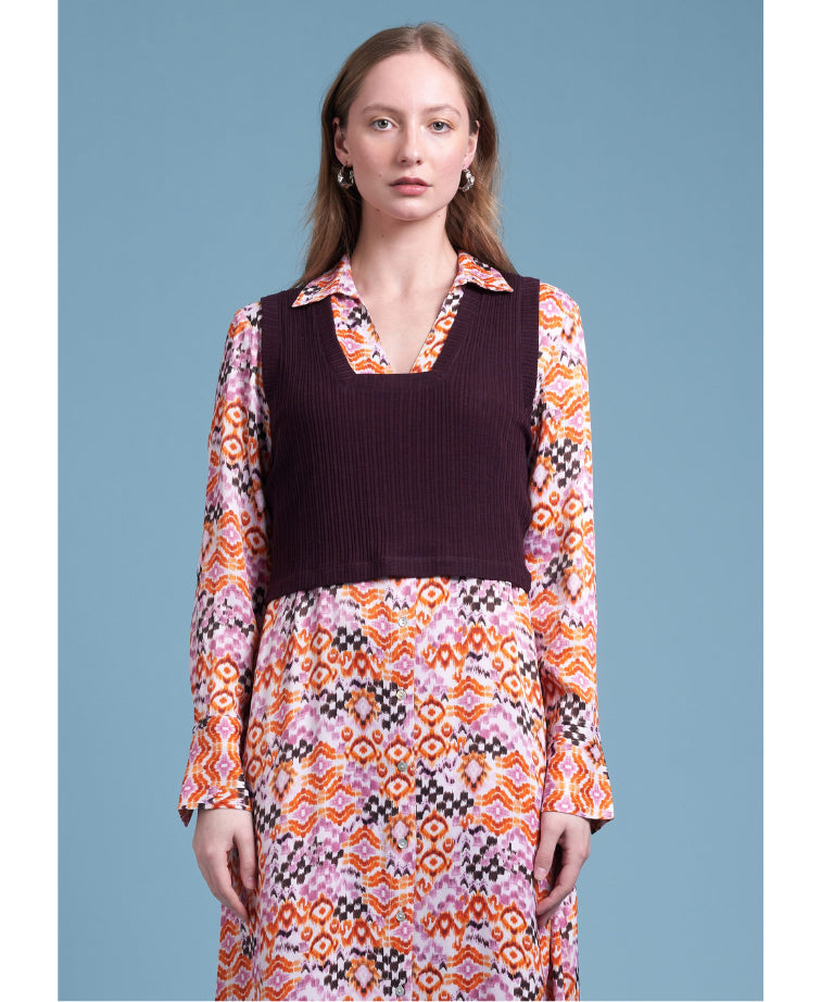 Siren Vest The Micro Merino - Dk Cherry Marl