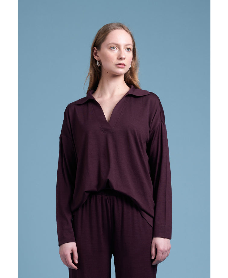Siren Top The Johnny Merino - Dk Cherry Marl