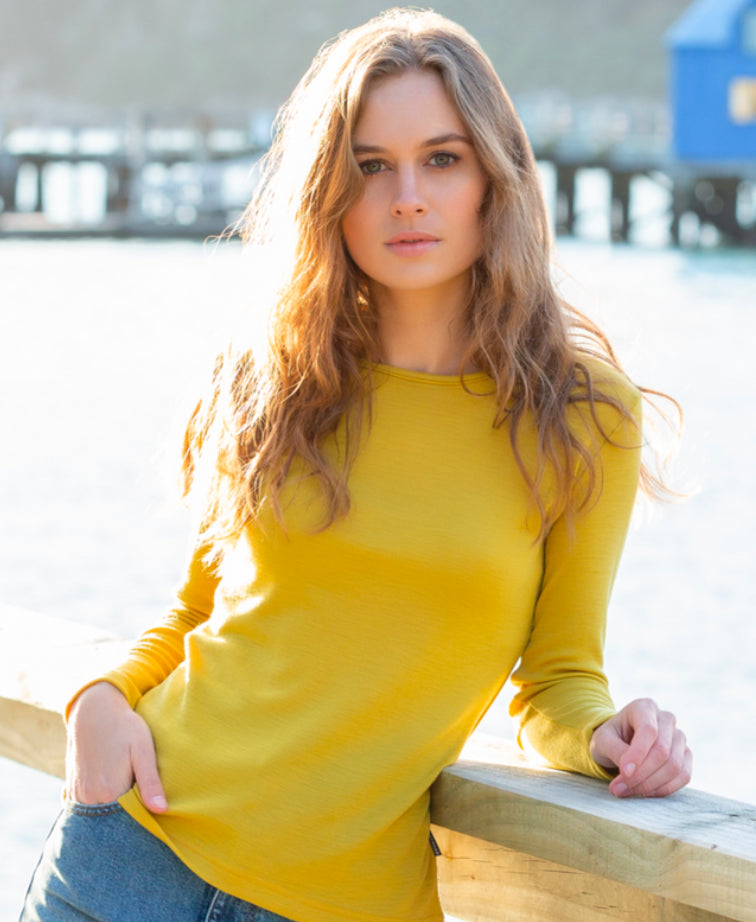 Bay Road Merino Womens Crew - Marigold
