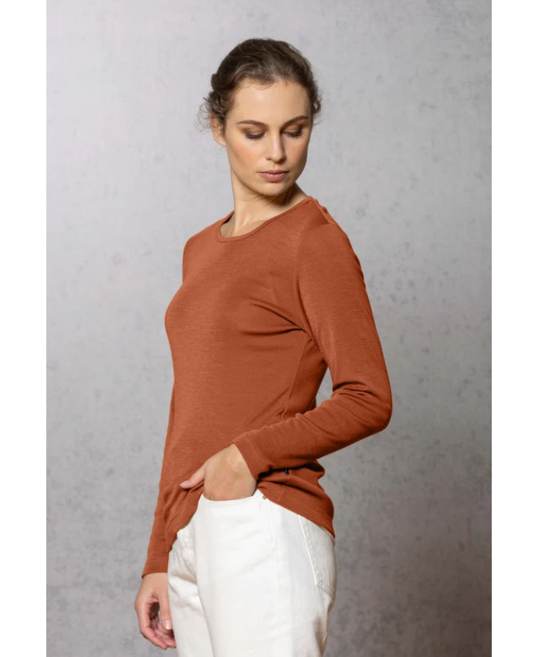 Bay Road Merino Womens Crew - Tangerine