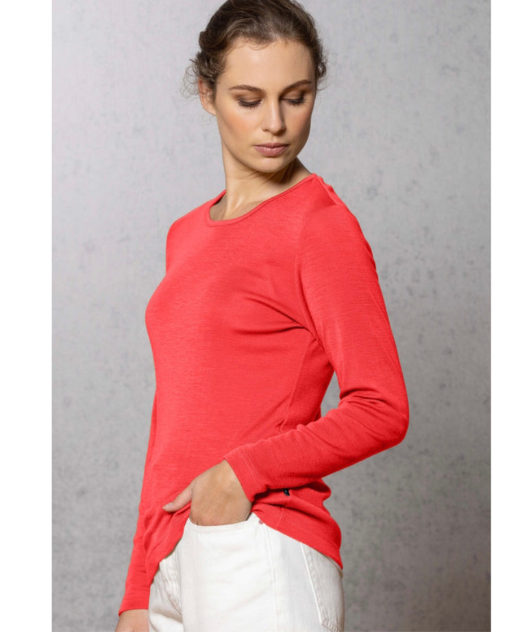 Bay Road Merino Womens Crew - Carnation
