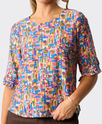 Foil Top Ruffle Sleeve Scoop