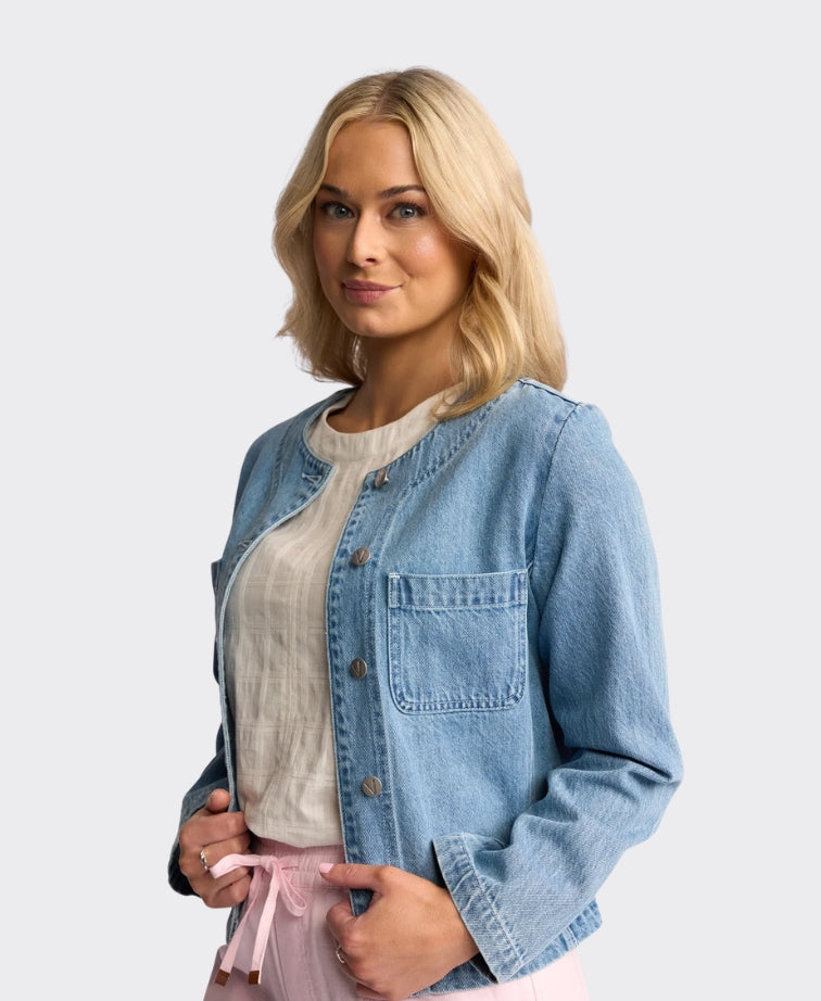 Vassalli Jacket Collarless Denim