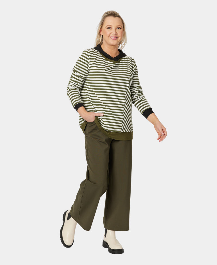 Clarity Pant Kimmy Ponti Wide Leg - Khaki
