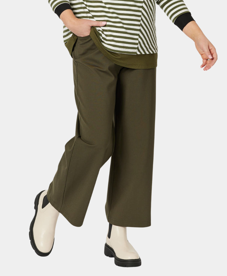 Clarity Pant Kimmy Ponti Wide Leg - Khaki