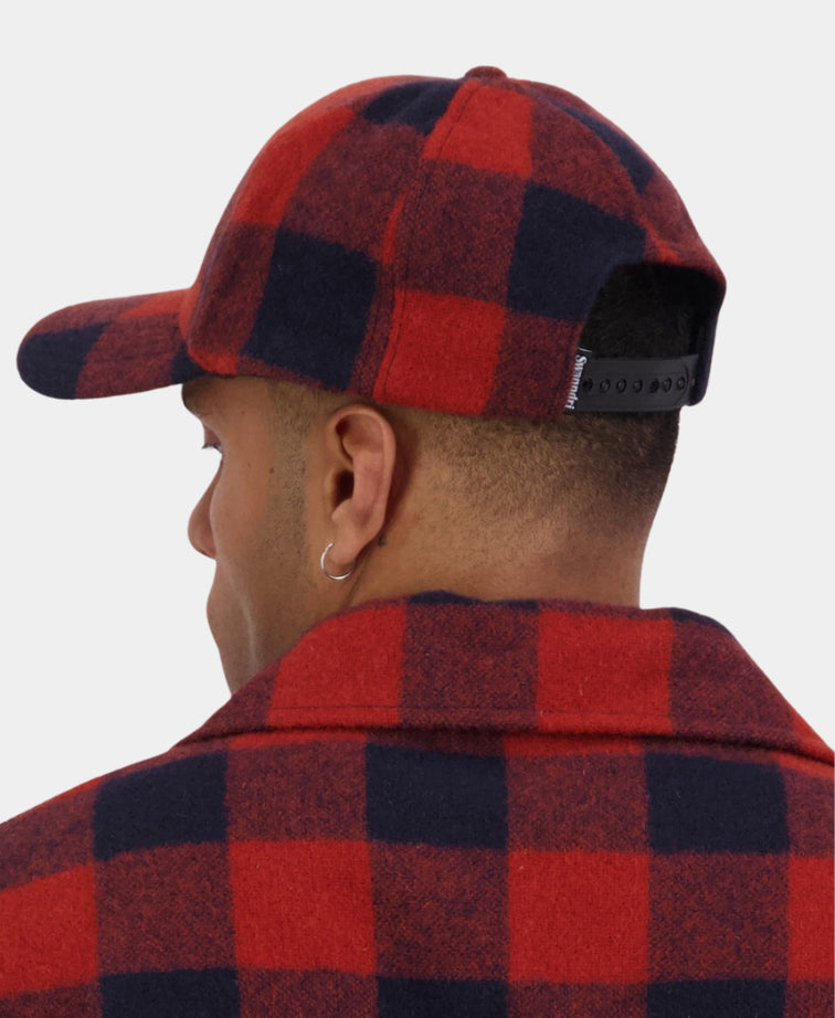 Swanndri Swanni Wool Check Baseball Cap - Burnt Merlot