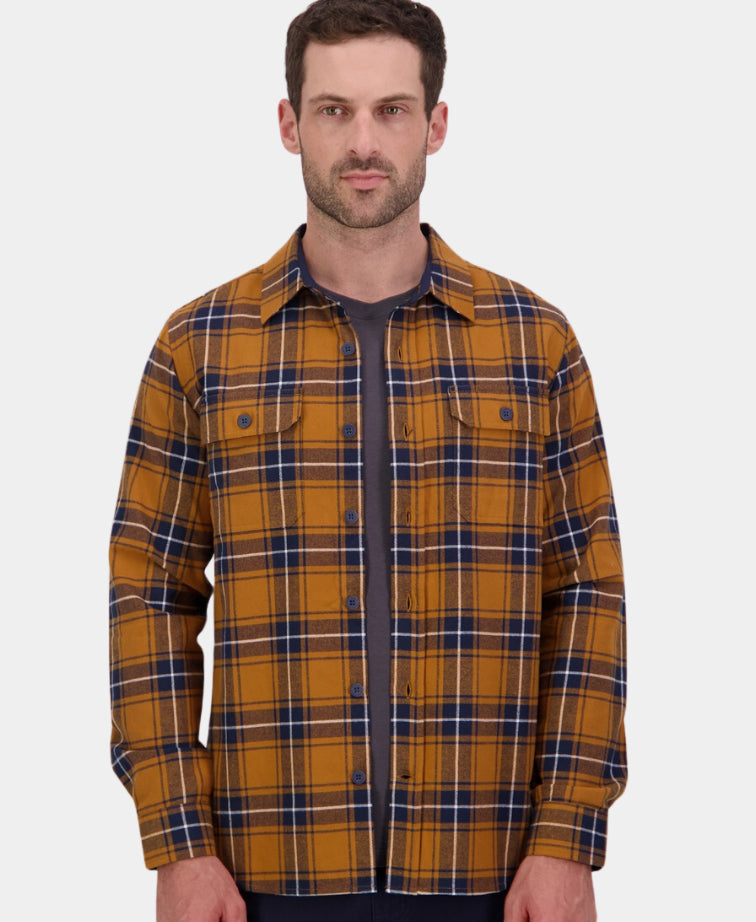 Line 7 Haul Brushed Cotton L/S Shirt - Spice/Navy