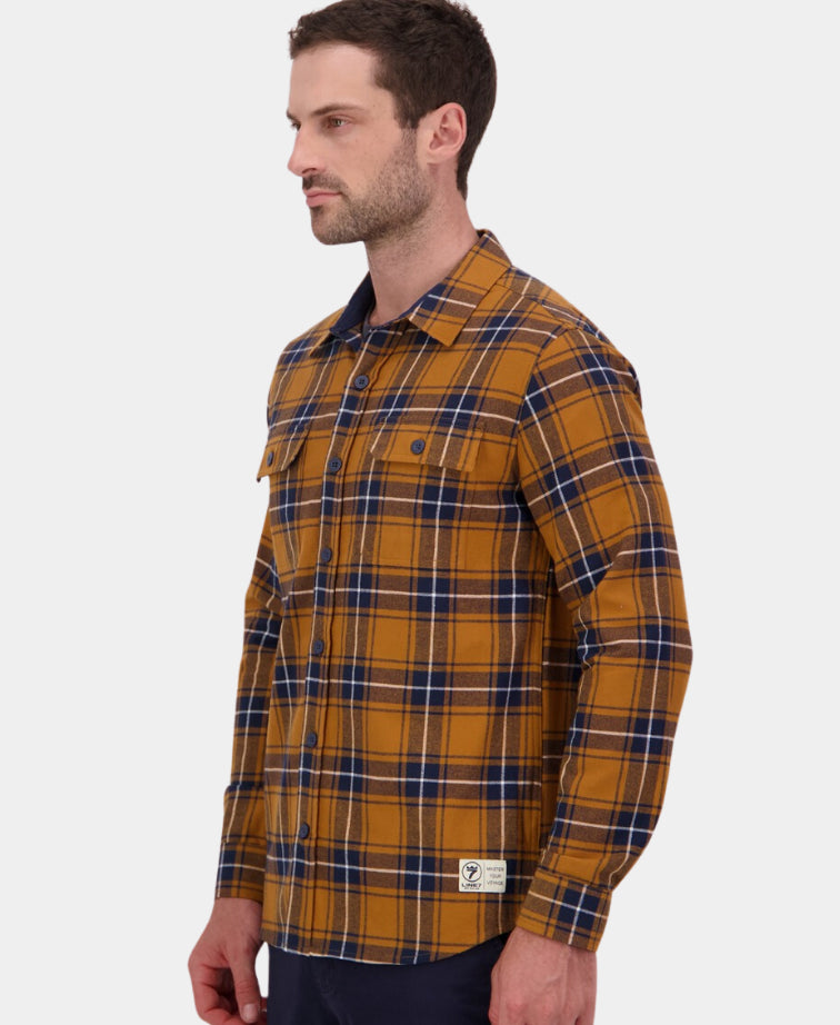 Line 7 Haul Brushed Cotton L/S Shirt - Spice/Navy