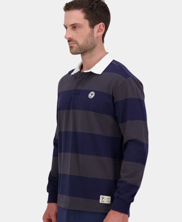 Line 7 Range Cotton Rugby Top - Navy/Shadow