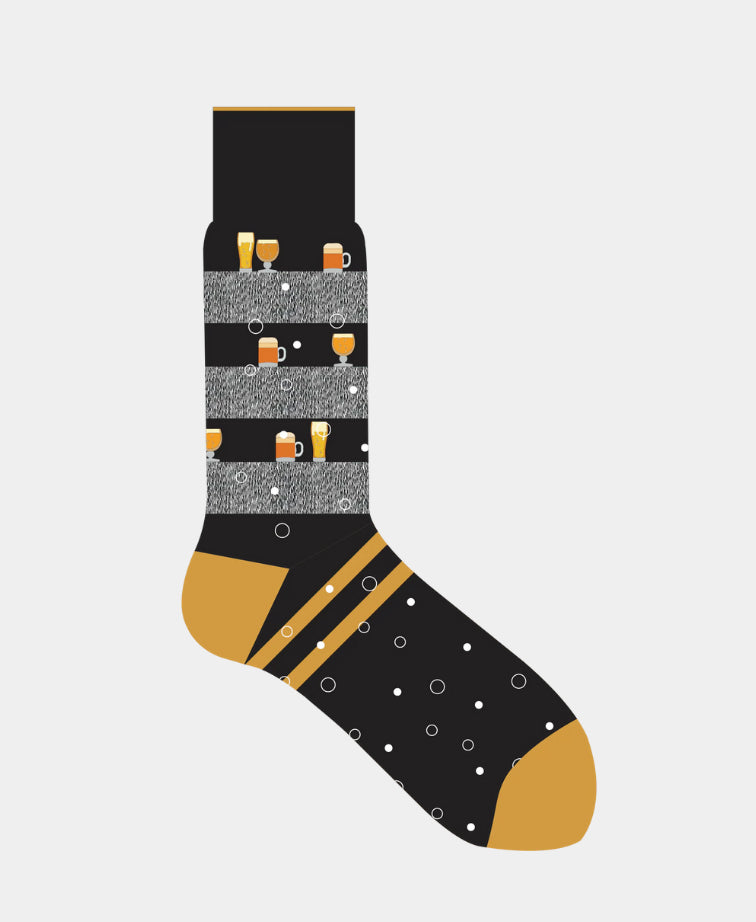 Lorenzo Uomo Sock Cotton Beer Stripe - Black