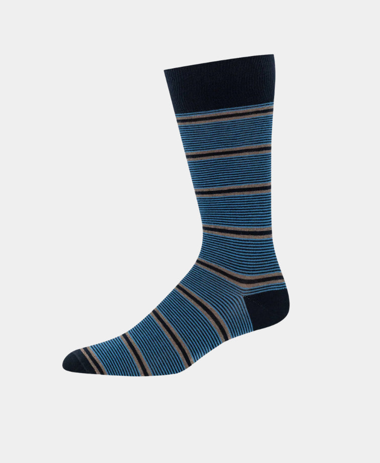 Lorenzo Uomo Sock Cotton Multistripe - Denim