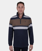 Thomas Cook Jason 1/4 Zip Rugby - Navy/Dark Tan