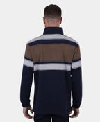Thomas Cook Jason 1/4 Zip Rugby - Navy/Dark Tan