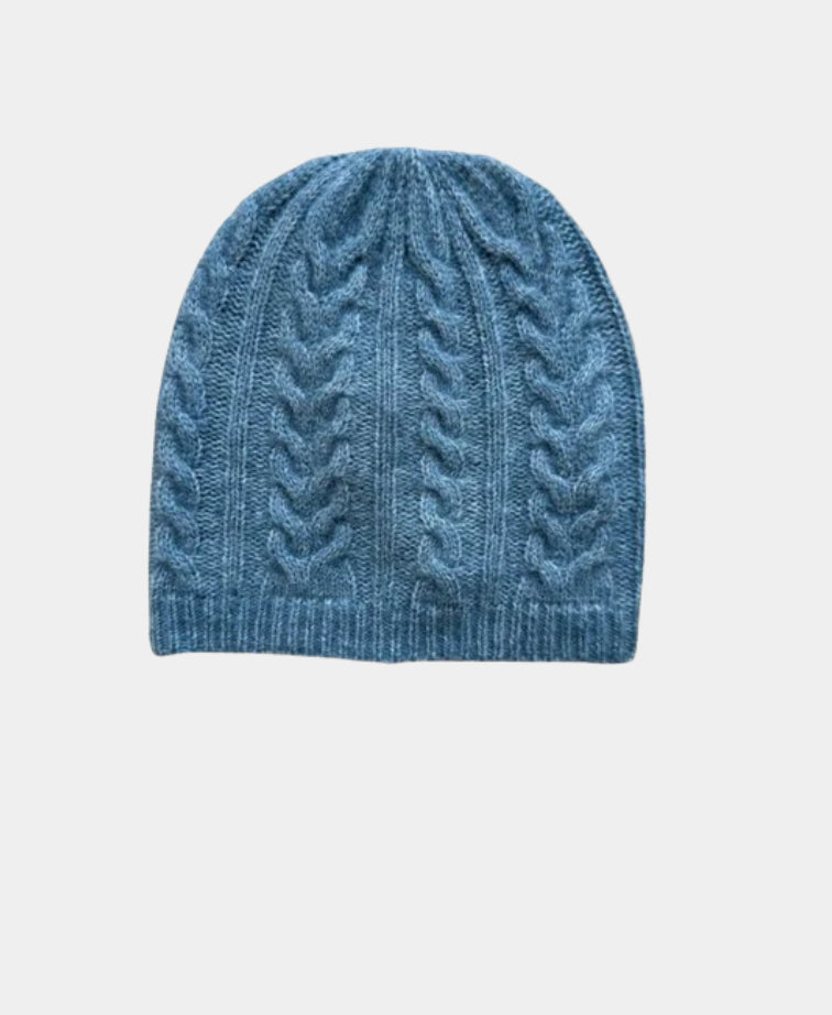 Cinnamon Creations Cable Knitted Beanie - Blue