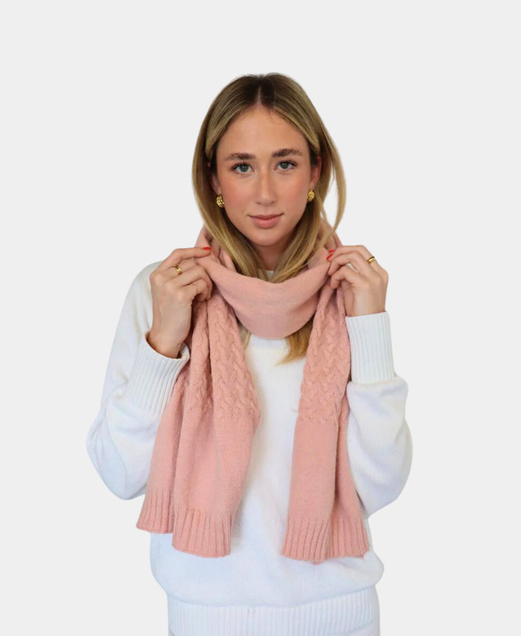 Cinnamon Creations Wool Mix Plain Fringe Scarf - Pink