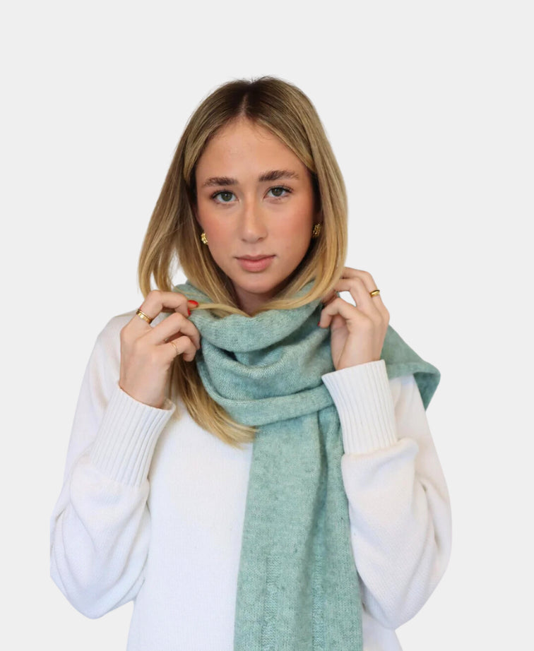 Cinnamon Creations Wool Mix Plain Fringe Scarf - Teal