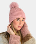 Cinnamon Creations Pompom Knitted Beanie - Pink