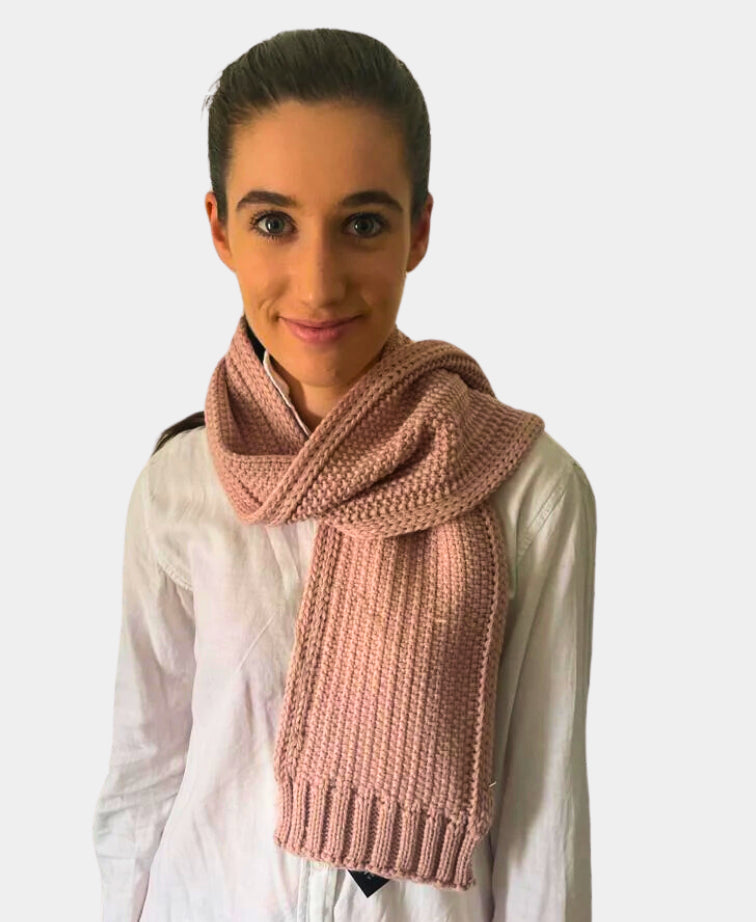 Cinnamon Creations Knitted Short Rib Scarf - Pink