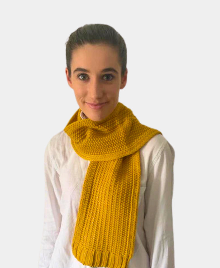 Cinnamon Creations Knitted Short Rib Scarf - Mustard