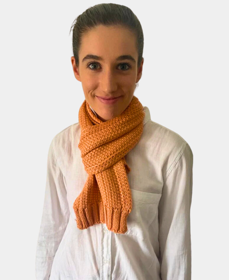 Cinnamon Creations Knitted Short Rib Scarf - Orange
