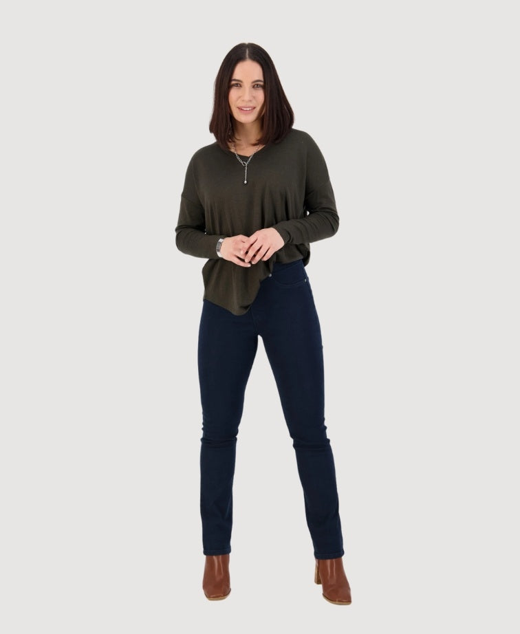 Vassalli Pant Denim Slim Leg Pull On - Indigo Denim