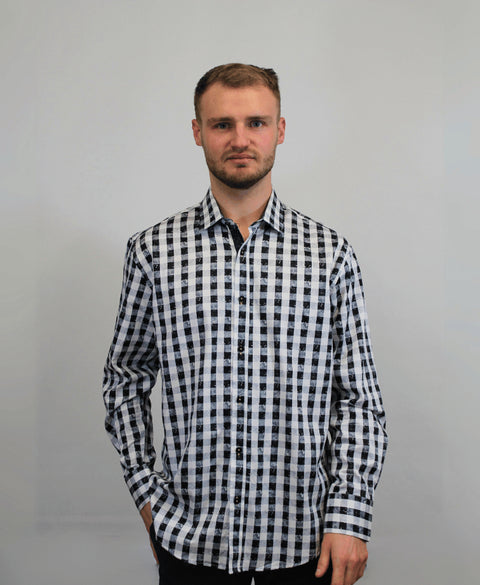 Franco Negretti Shirt L/S Check - Cloud