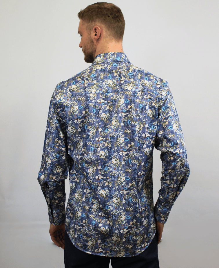 Di Nero Shirt L/S Print - Sky
