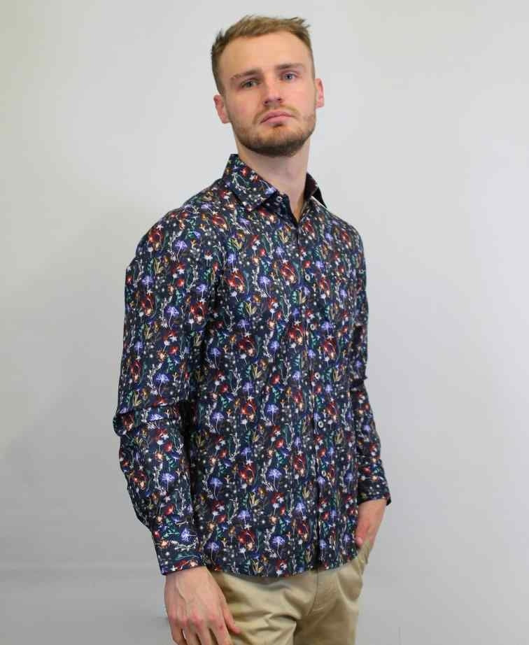 Berlin Shirt L/S Multicolour Floral Satin - Multi
