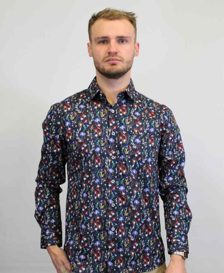 Berlin Shirt L/S Multicolour Floral Satin - Multi