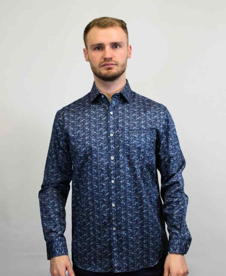Berlin Shirt L/S Harrison Satin Print - Multi
