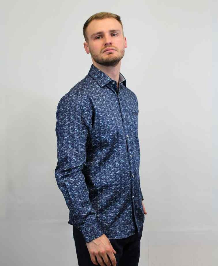 Berlin Shirt L/S Harrison Satin Print - Multi