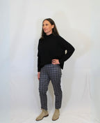 Esplanade Trousers Adjustable Cuff Pull On - Navy Plaid