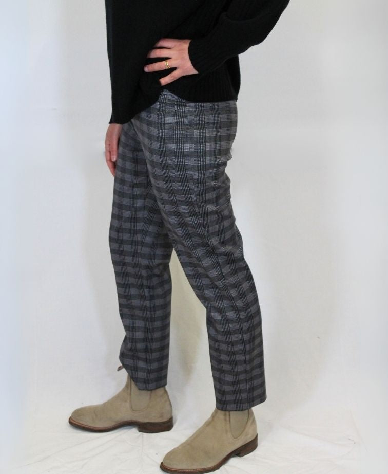 Esplanade Trousers Adjustable Cuff Pull On - Navy Plaid