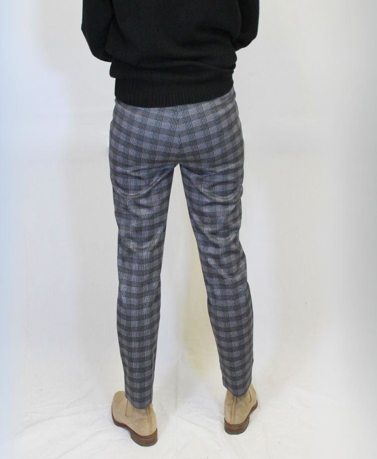 Esplanade Trousers Adjustable Cuff Pull On - Navy Plaid